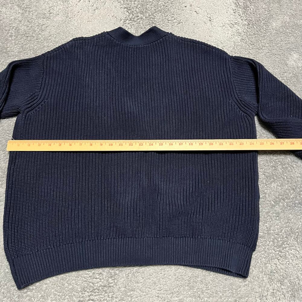 Quince Sweater Womens Medium Blue Organic Fisherman Boxy Heavy Knit Cardigan - Picture 4 of 7